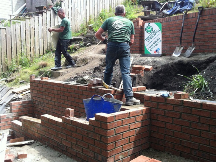 Brickwork, brick wall, bricks, brick match, construction, garden wall, garden design, landscaping, landscaper, Green Onion Landscaping, North east, Teesside, Stockton, Middlesbrough, Darlington, County Durham,North Yorkshire , pointing, 