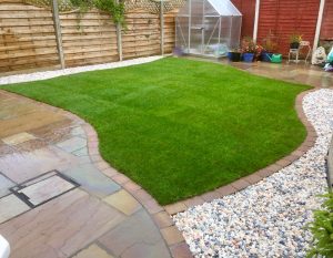 turfing, turfed, lawn, Rowlawn, Teesside, Teesvalley, Durham, North Yorkshire, Cobbled edge, gravel, Green Onion Landscaping, Garden design, landscapers,