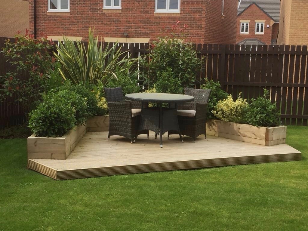 Stand alone decking area softwood decking garden Decking Green Onion 