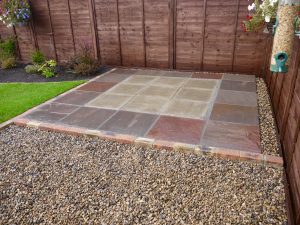 small patio, sandstone patio, edging, brickwork, gravel, turfing, borders, landscaping, landscapers, northeast, Stockton, darlington, Middlesbrough, Teesside