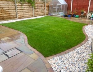 turfing, turfed, lawn, Rowlawn, Teesside, Teesvalley, Durham, North Yorkshire, Cobbled edge, gravel, Green Onion Landscaping, Garden design, landscapers,