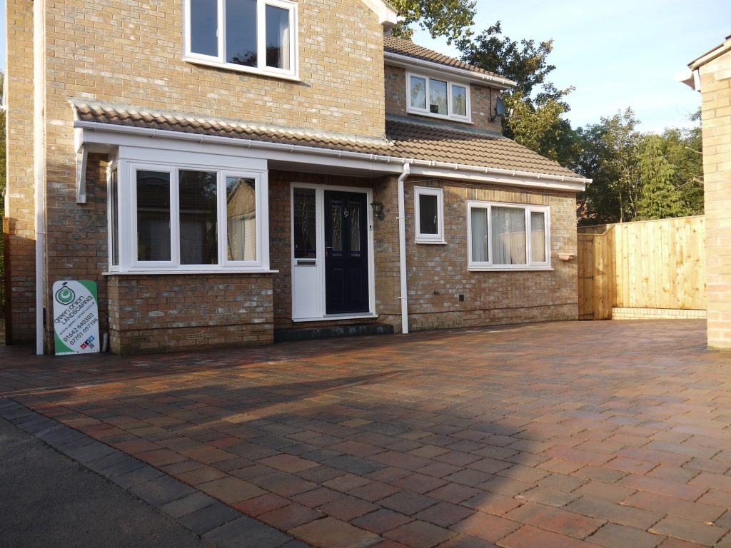 Block paved driveway installation outside a property in Fairfield Stockton by Green Onion Landscaping
