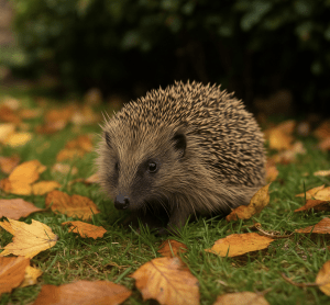 Hedgehog in a garden in Autumn in Teesside County Durham 