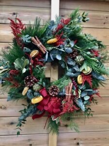 Merry-bright-Christmas-Wreath-fresh-foliage-funky-quirky-stockton-Teesside-County-Durham