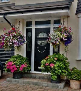 large multi floral hanging baskets, hanging basket, large, colourful, ready made, stockton, Green Onion Landscaping, Teesside, County Durham, North Yorkshire, landscapers, landscaping