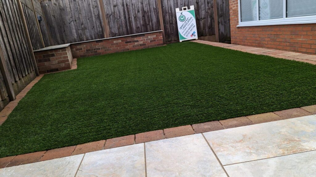 Artificial grass and porcelain patio installation in Stockton-on-Tees