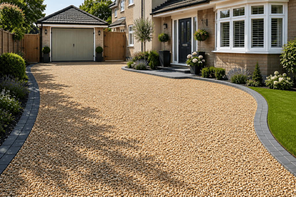 Gravel driveway installation with block edging in Nunthorpe Middlesbrough