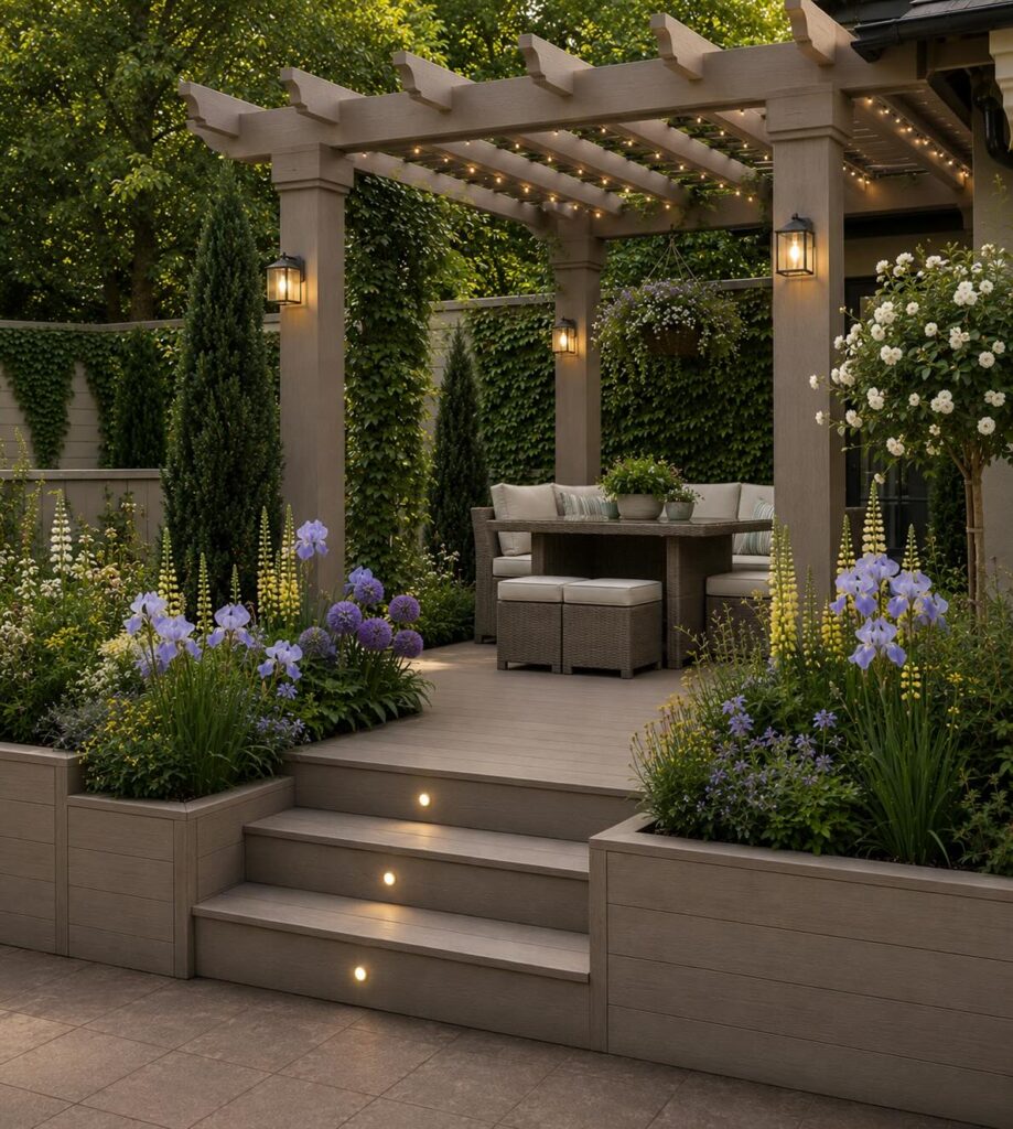 Soft landscaping, garden planting and pergola design in Yarm, Stockton-on-Tees